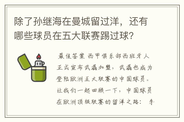 除了孙继海在曼城留过洋，还有哪些球员在五大联赛踢过球？