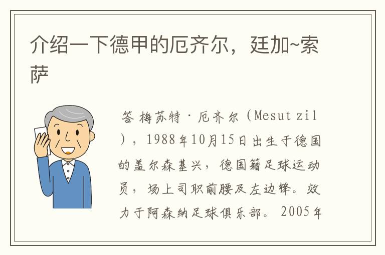 介绍一下德甲的厄齐尔，廷加~索萨