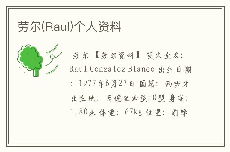 劳尔(Raul)个人资料