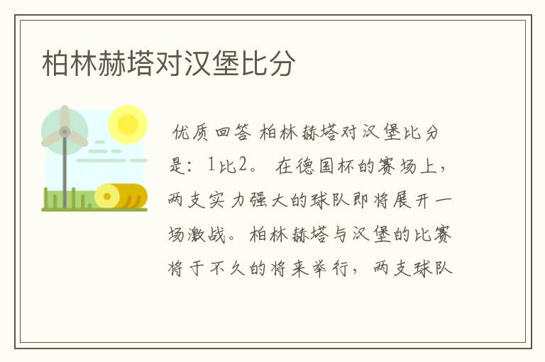 柏林赫塔对汉堡比分