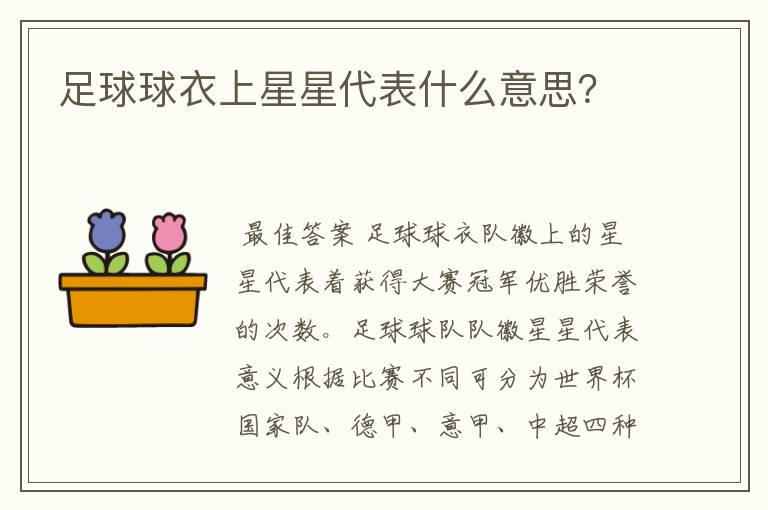 足球球衣上星星代表什么意思？