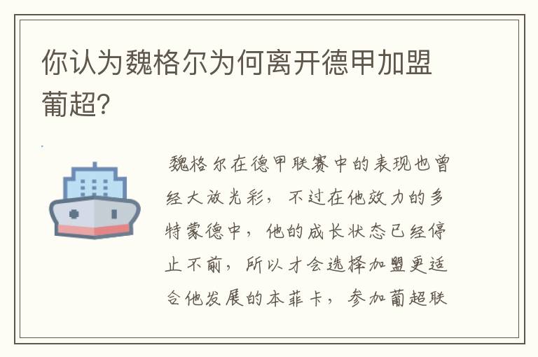 你认为魏格尔为何离开德甲加盟葡超？