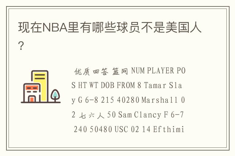 现在NBA里有哪些球员不是美国人?