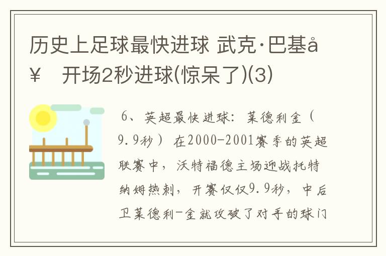 历史上足球最快进球 武克·巴基奇开场2秒进球(惊呆了)(3)