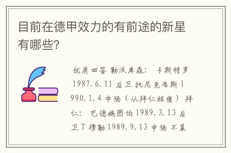 目前在德甲效力的有前途的新星有哪些？