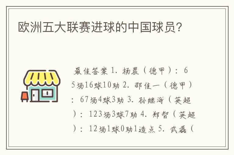 欧洲五大联赛进球的中国球员？