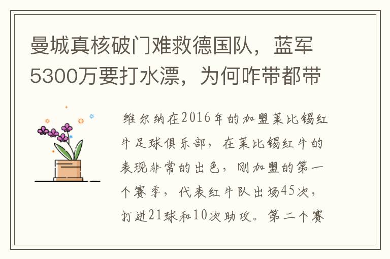 曼城真核破门难救德国队，蓝军5300万要打水漂，为何咋带都带不动？