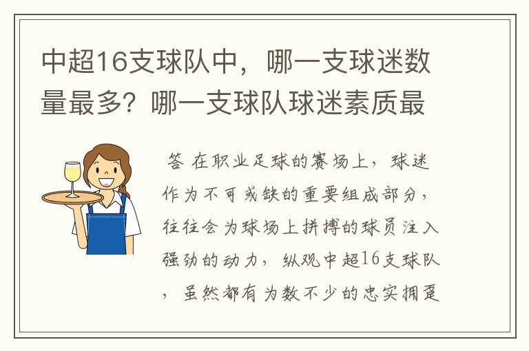 中超16支球队中，哪一支球迷数量最多？哪一支球队球迷素质最高？