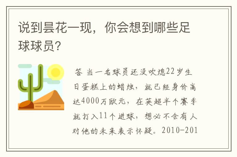 说到昙花一现，你会想到哪些足球球员？