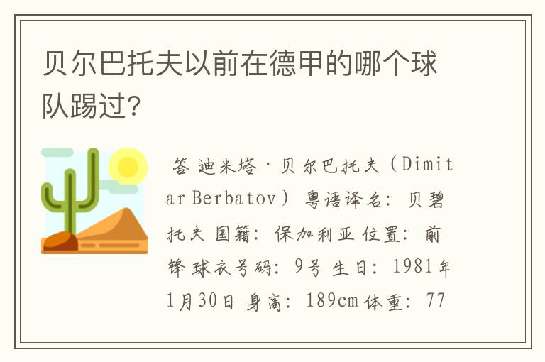 贝尔巴托夫以前在德甲的哪个球队踢过?