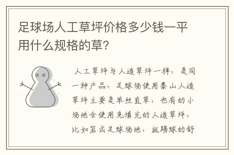 足球场人工草坪价格多少钱一平用什么规格的草？