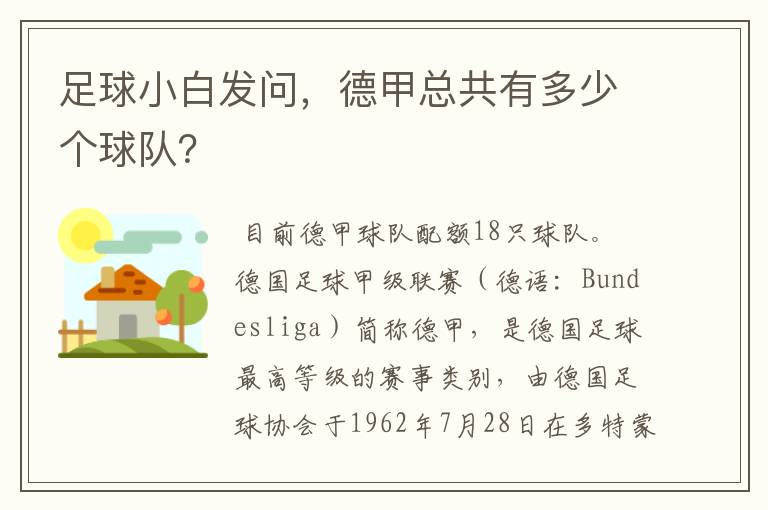 足球小白发问，德甲总共有多少个球队？