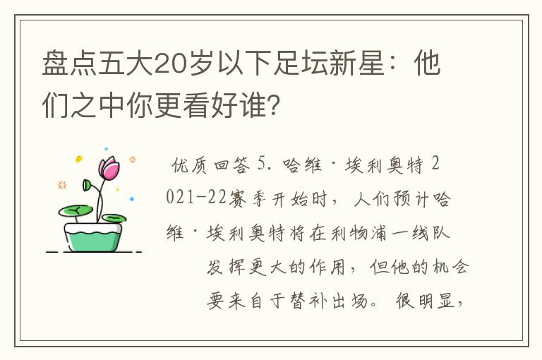 盘点五大20岁以下足坛新星：他们之中你更看好谁？