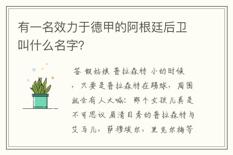 有一名效力于德甲的阿根廷后卫叫什么名字？