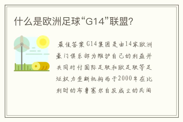 什么是欧洲足球“G14”联盟？