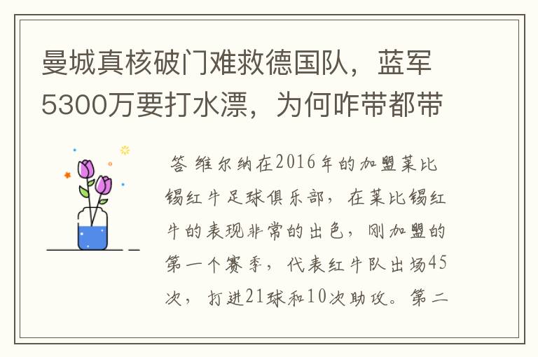 曼城真核破门难救德国队，蓝军5300万要打水漂，为何咋带都带不动？