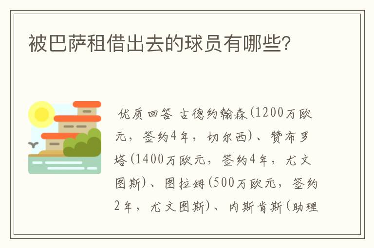 被巴萨租借出去的球员有哪些？