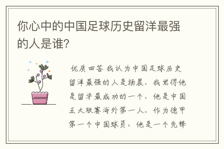 你心中的中国足球历史留洋最强的人是谁？