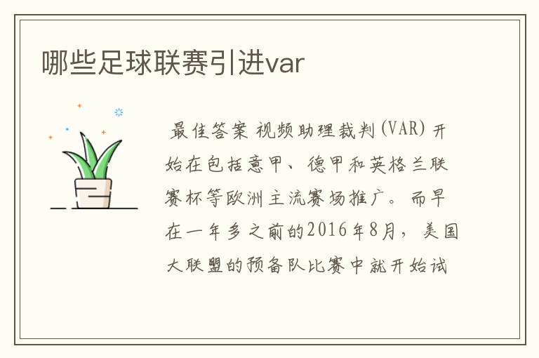 哪些足球联赛引进var