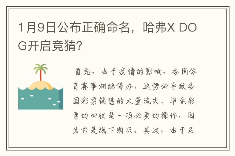 1月9日公布正确命名，哈弗X DOG开启竞猜？