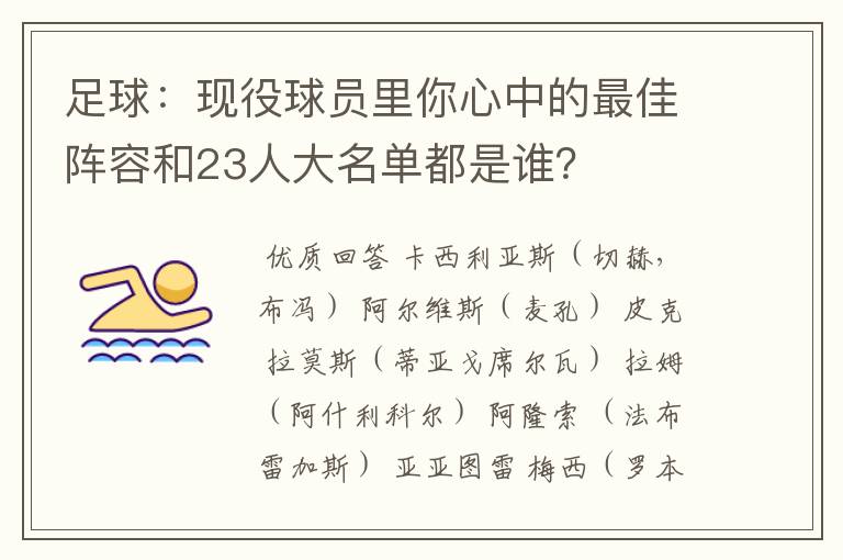 足球：现役球员里你心中的最佳阵容和23人大名单都是谁？