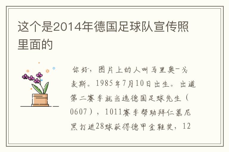 这个是2014年德国足球队宣传照里面的