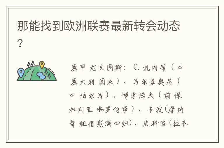 那能找到欧洲联赛最新转会动态?