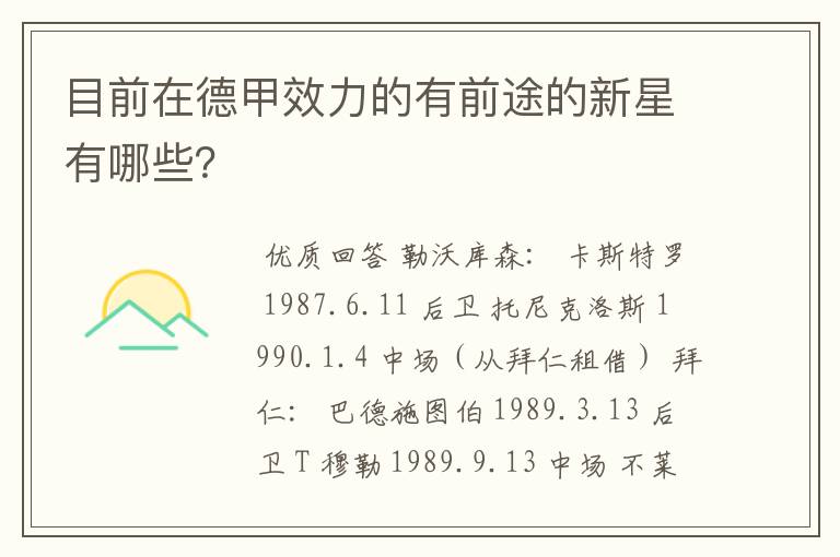 目前在德甲效力的有前途的新星有哪些？