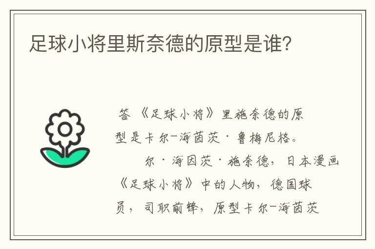 足球小将里斯奈德的原型是谁?