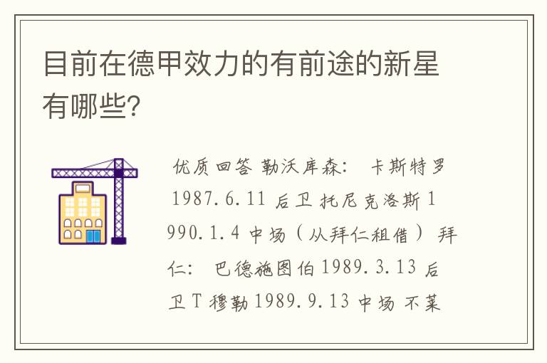 目前在德甲效力的有前途的新星有哪些？