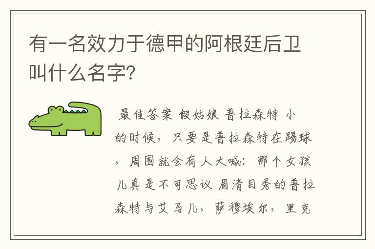 有一名效力于德甲的阿根廷后卫叫什么名字？