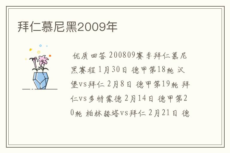 拜仁慕尼黑2009年