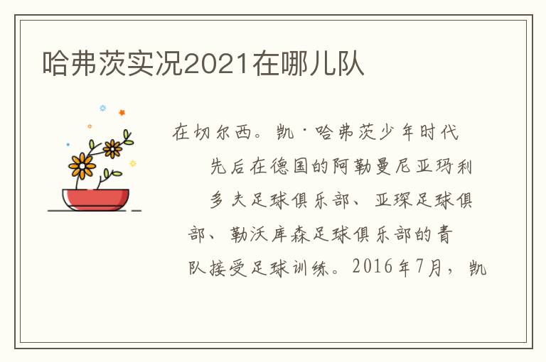 哈弗茨实况2021在哪儿队