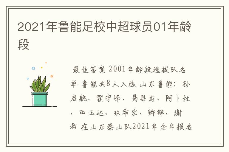 2021年鲁能足校中超球员01年龄段