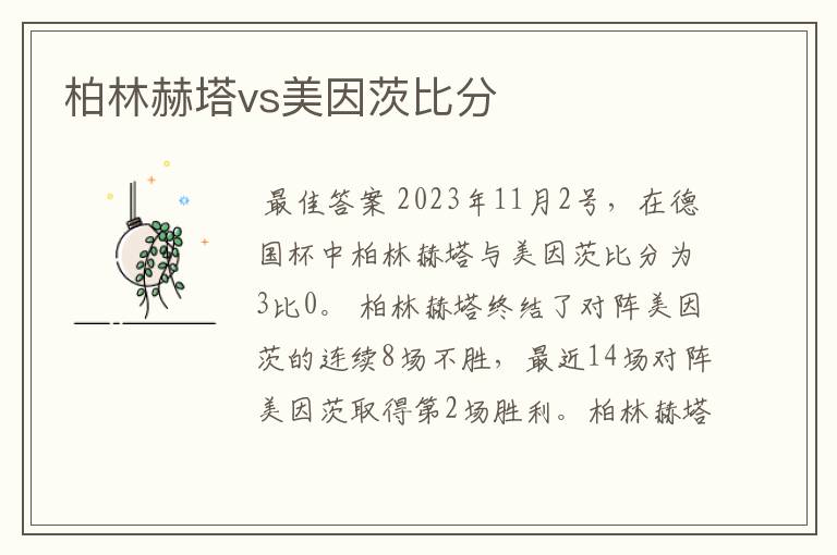 柏林赫塔vs美因茨比分