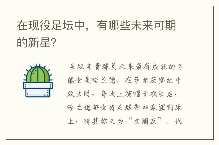 在现役足坛中，有哪些未来可期的新星？