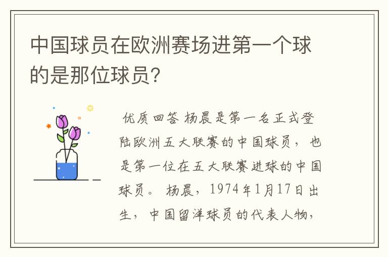 中国球员在欧洲赛场进第一个球的是那位球员?