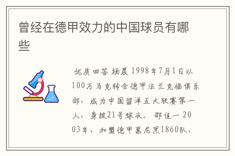 曾经在德甲效力的中国球员有哪些