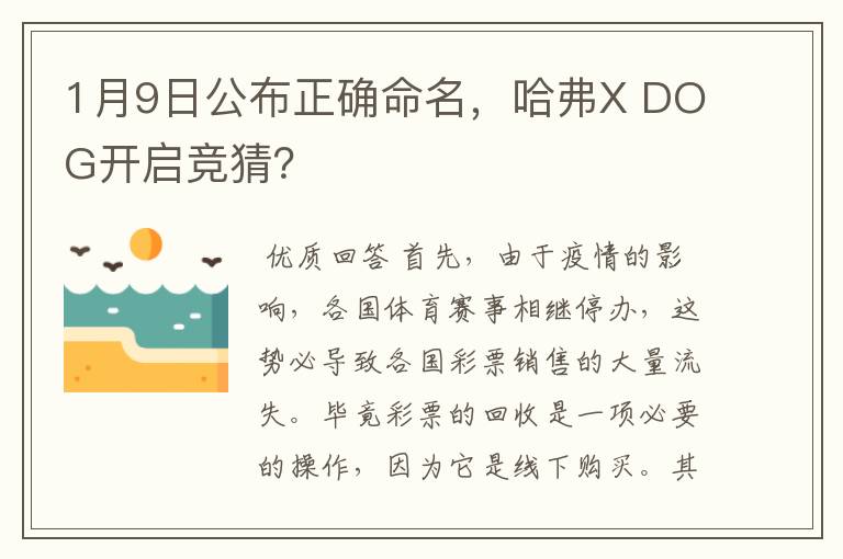 1月9日公布正确命名，哈弗X DOG开启竞猜？