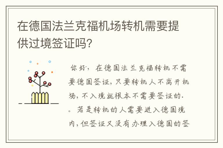 在德国法兰克福机场转机需要提供过境签证吗？