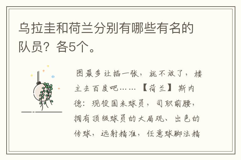 乌拉圭和荷兰分别有哪些有名的队员？各5个。