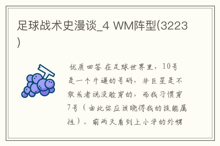 足球战术史漫谈_4 WM阵型(3223)