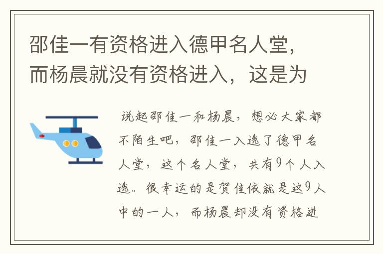 邵佳一有资格进入德甲名人堂，而杨晨就没有资格进入，这是为何？