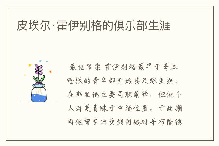 皮埃尔·霍伊别格的俱乐部生涯