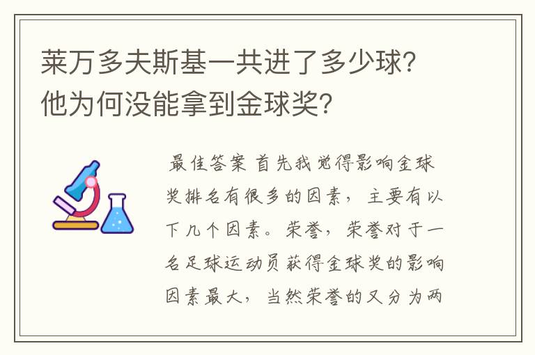 莱万多夫斯基一共进了多少球？他为何没能拿到金球奖？