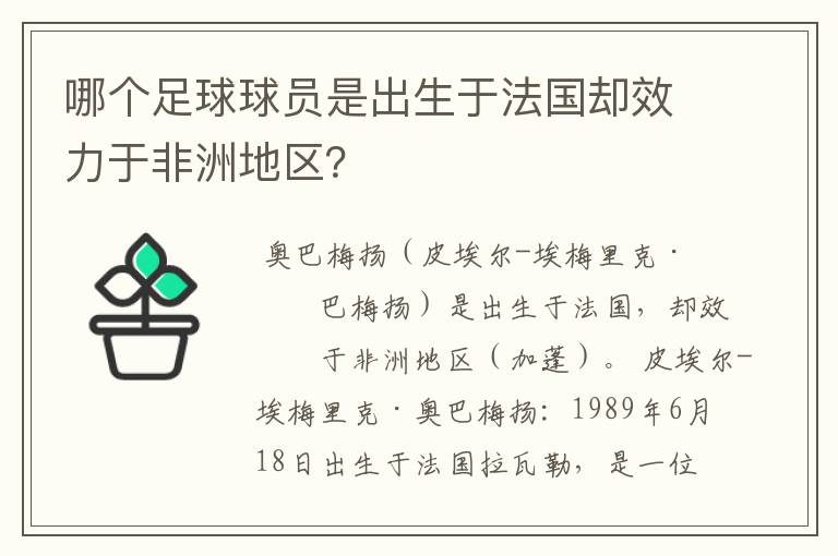 哪个足球球员是出生于法国却效力于非洲地区？