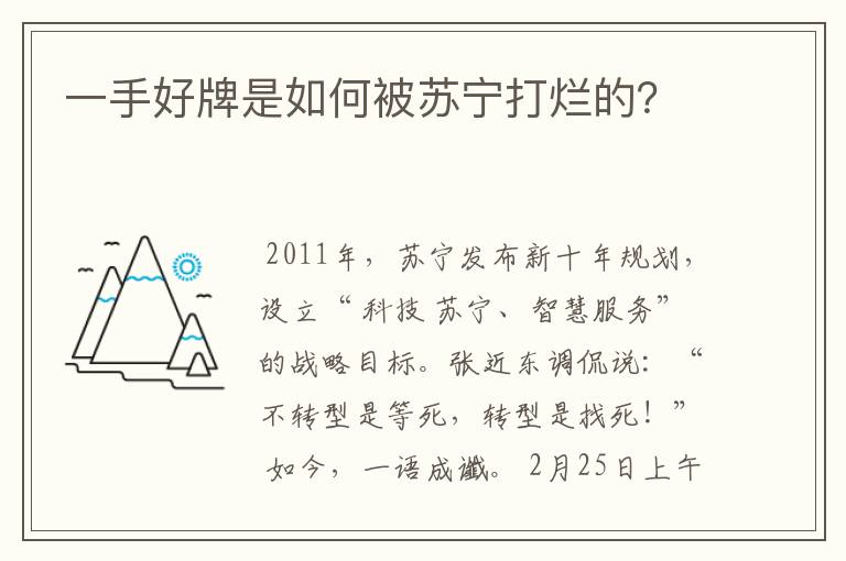 一手好牌是如何被苏宁打烂的？