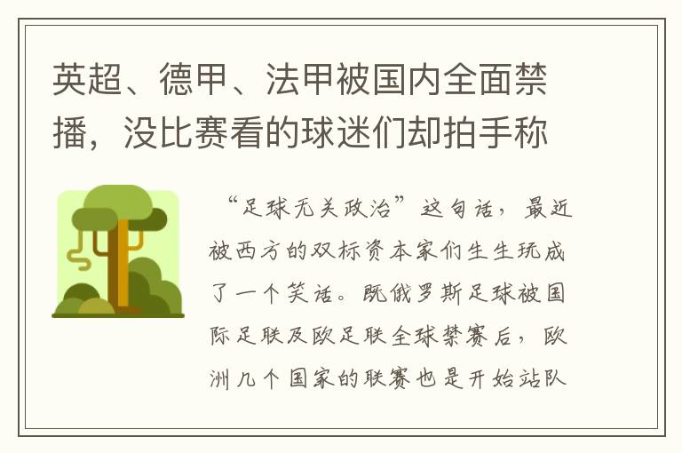 英超、德甲、法甲被国内全面禁播，没比赛看的球迷们却拍手称快