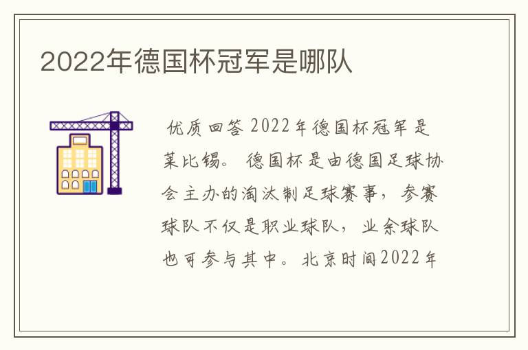 2022年德国杯冠军是哪队