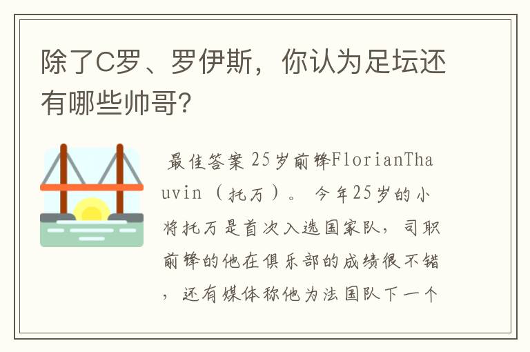 除了C罗、罗伊斯，你认为足坛还有哪些帅哥？